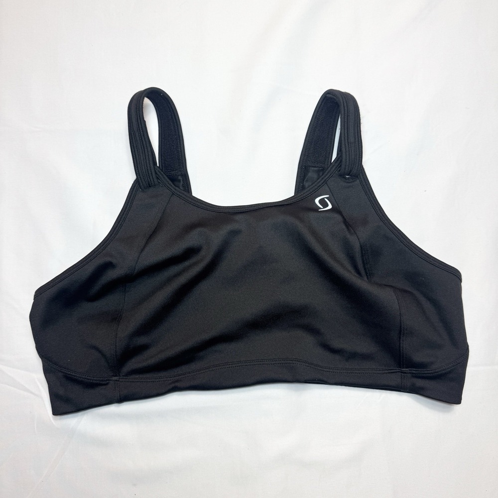 Moving Comfort Fiona Sports Bra Size 40D Black Wire Free Adjustable Straps Back